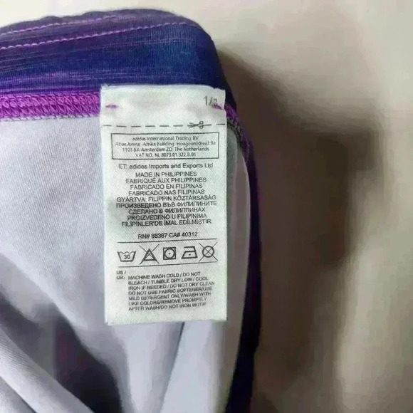 Adidas climalite women's purple orange cropped athletic leggings size XL - Picture 5 of 7